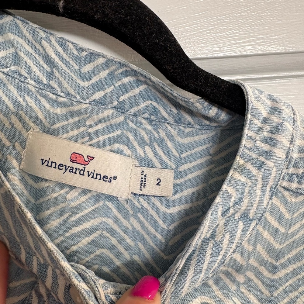 Vineyard Vines‎ Blue and White Zigzag Dress size 2 - Picture 3 of 12